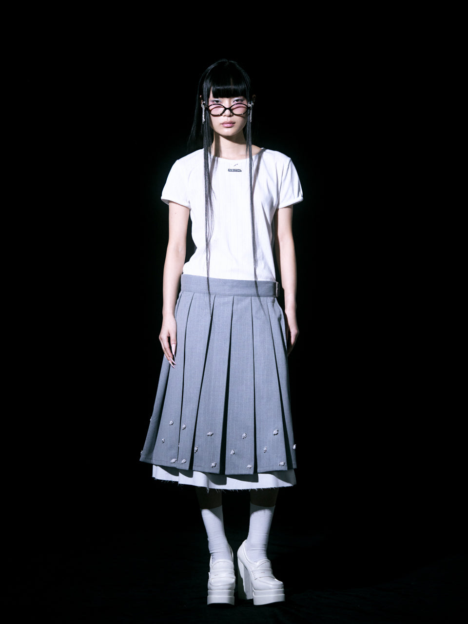 【Last2】Rose Pleats Skirt Pants(Gray)