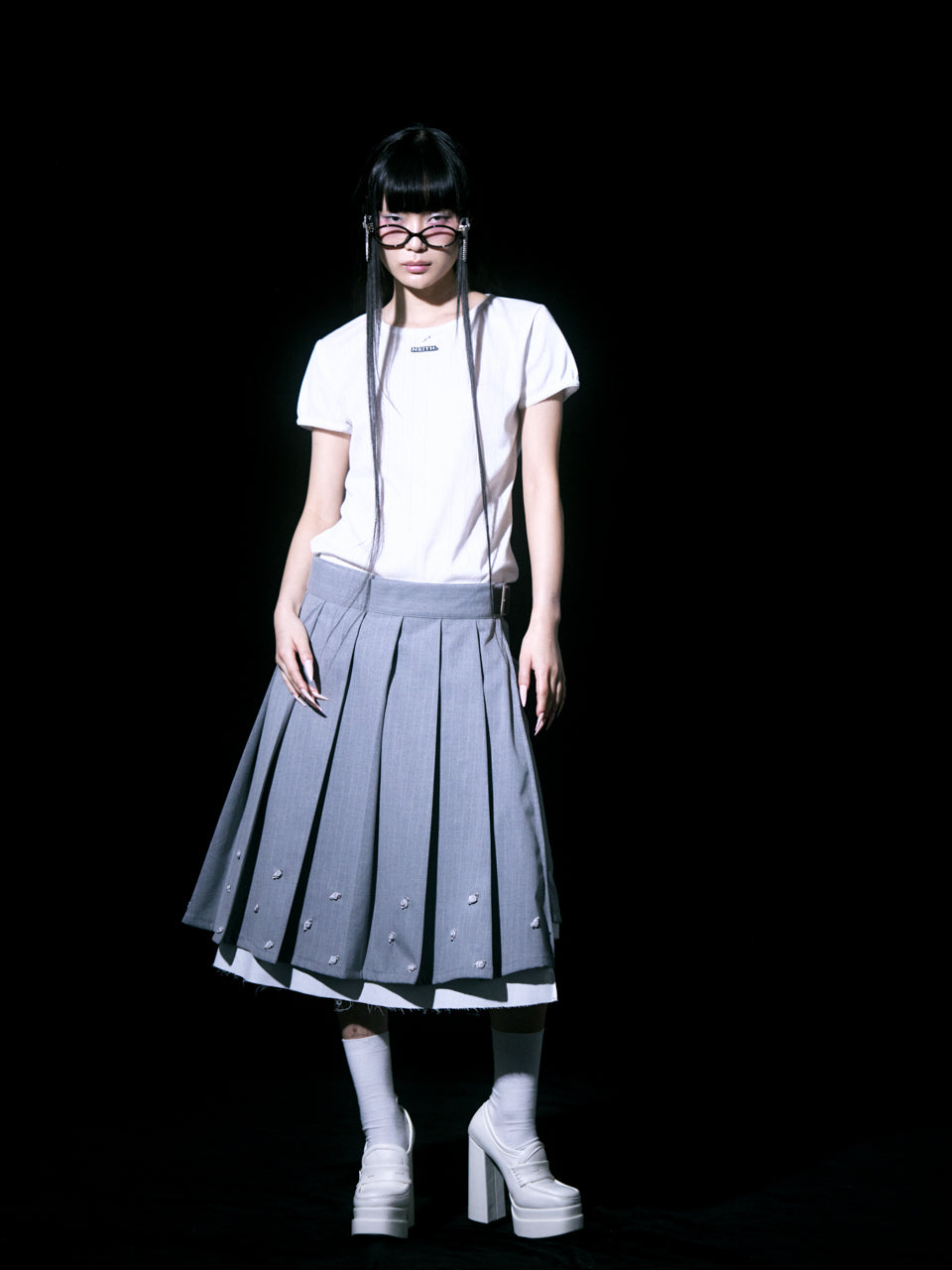 【Last2】Rose Pleats Skirt Pants(Gray)