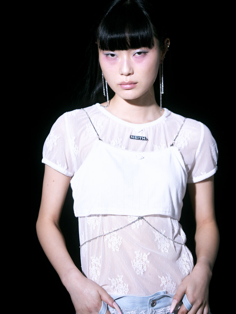 【Last2】Eyeletknit Bijou Bra(White)