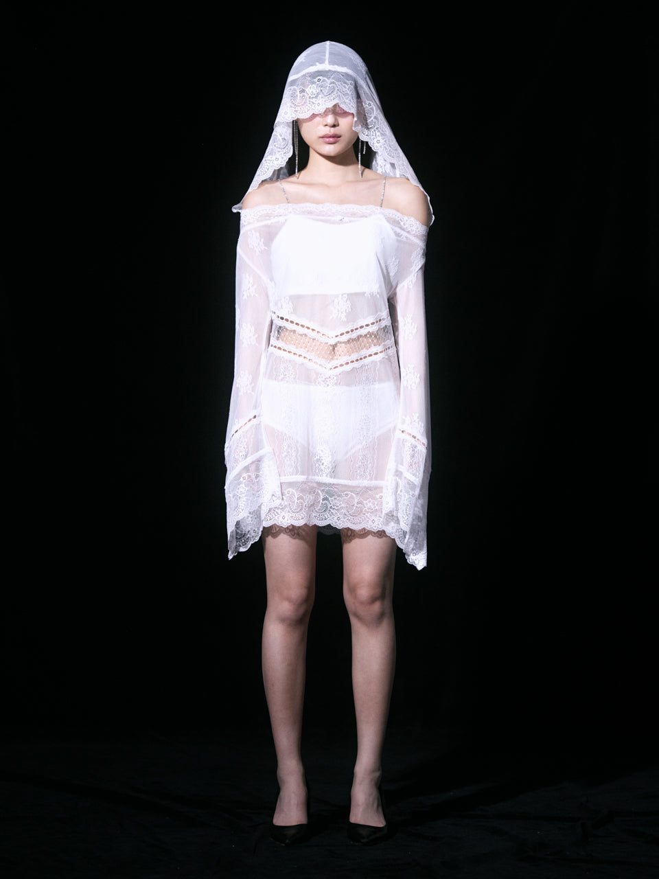 【Back in stock】Veil Off-shoulder Dress(White)