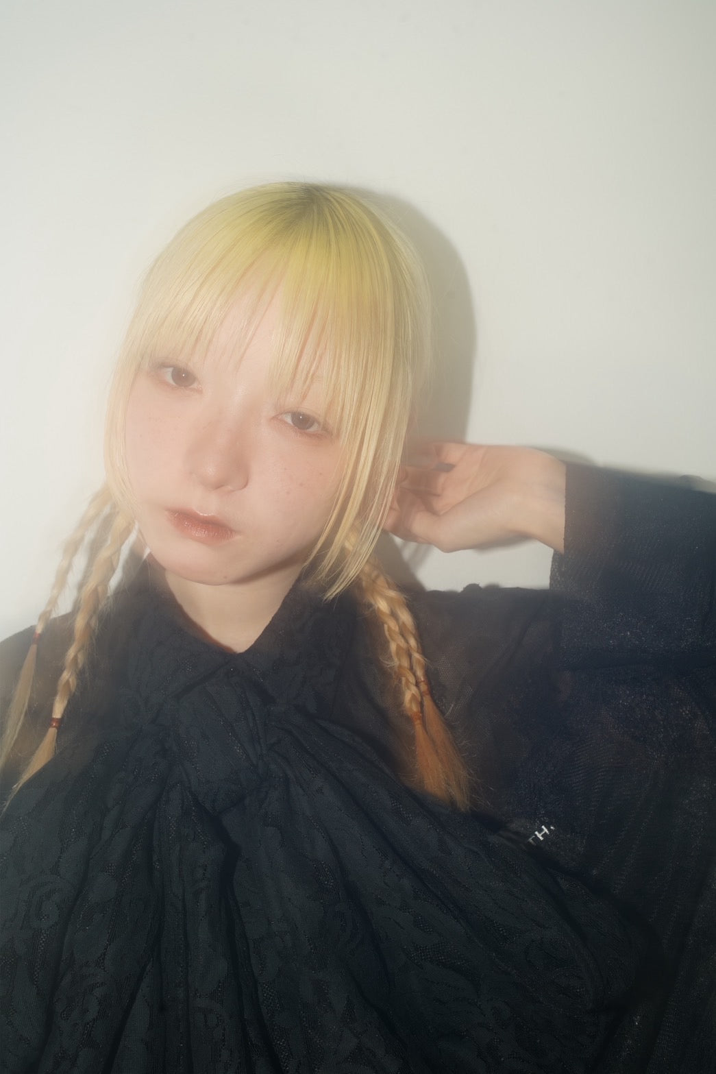Too Big Ribbon Lace Shirt(Black)