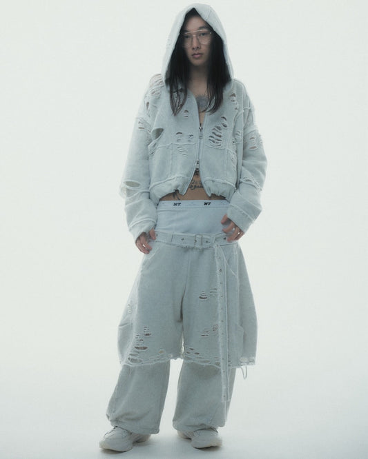 Boxer Destroyed Sweat Pants (Powder Gray)