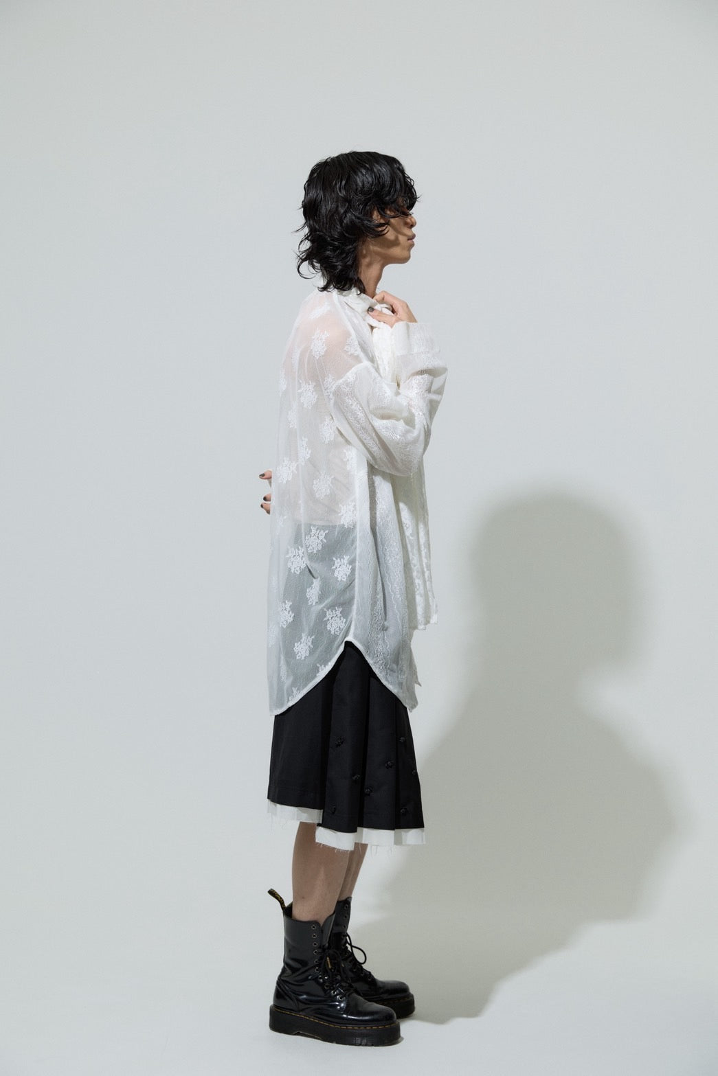 Too Big Ribbon Lace Shirt(White)