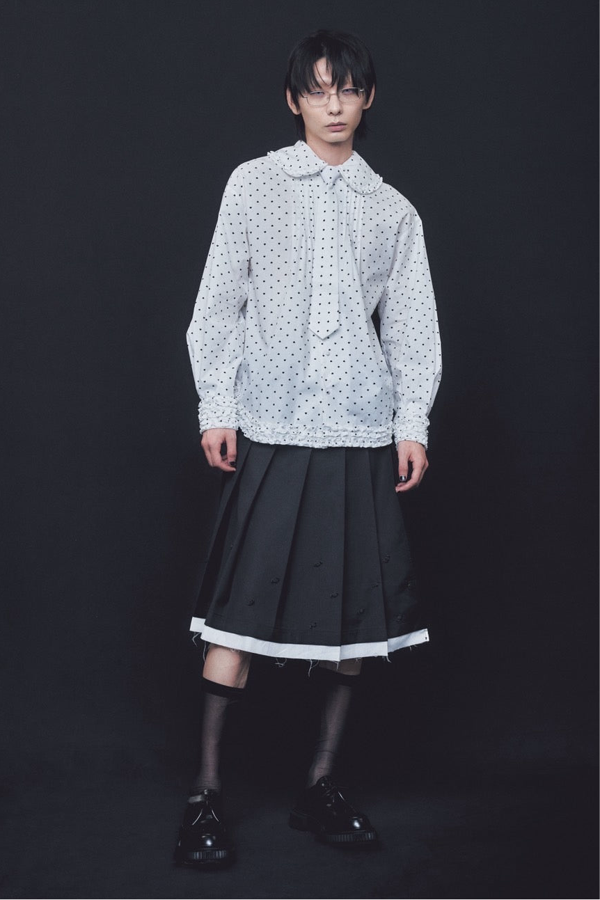 Rose Pleats Skirt Pants(Black)