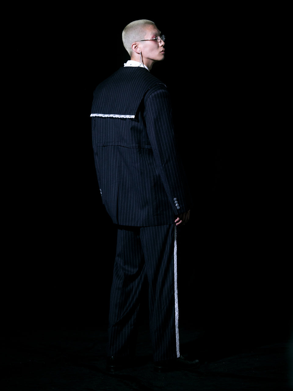 Stripe Lace Trousers(Navy)