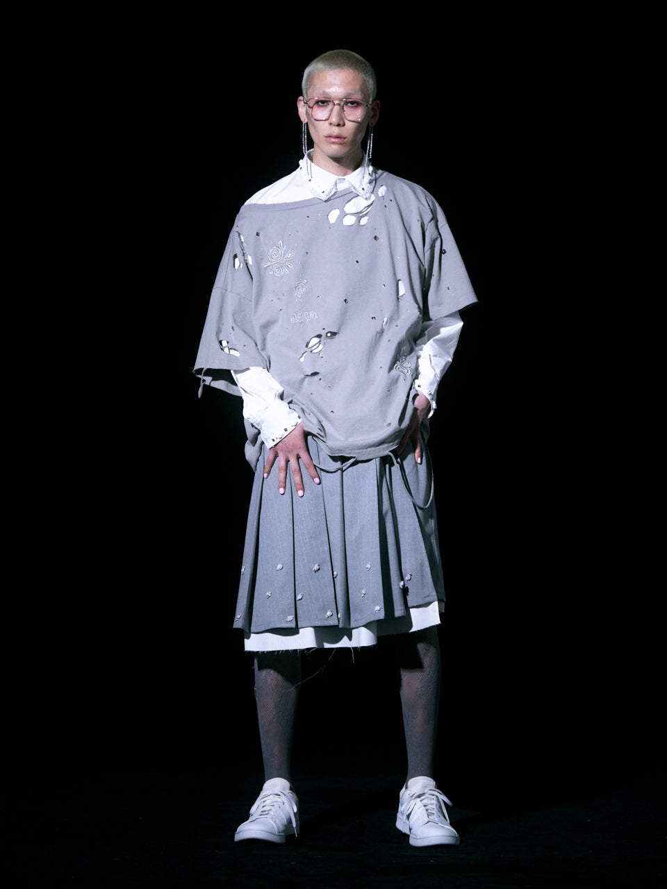 【Last2】Rose Pleats Skirt Pants(Gray)