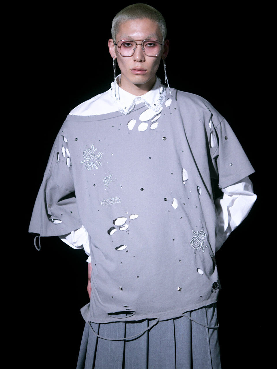 Rose Studs Shirts(White)【4月中旬発送】