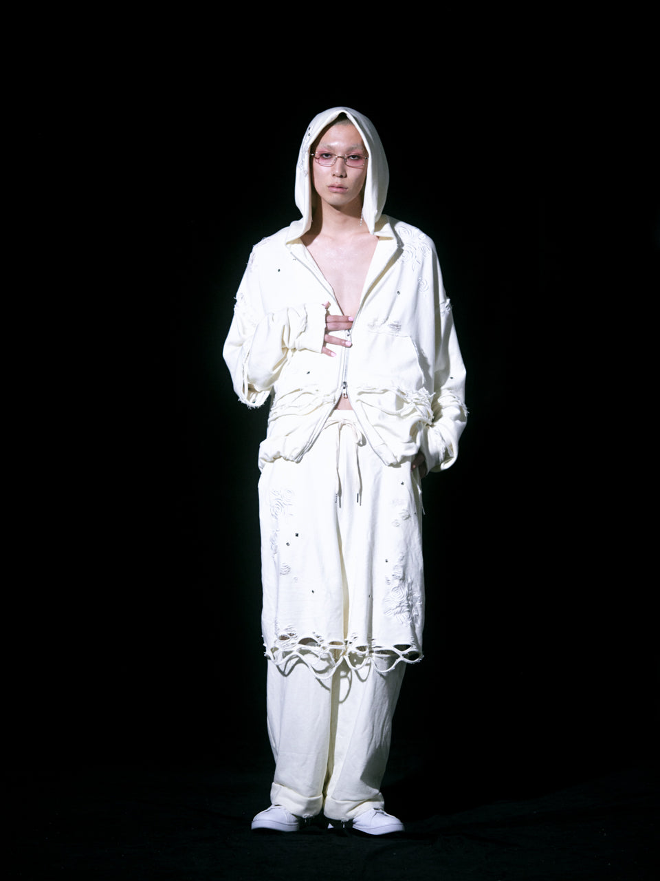 Rose Crush Sweat Pants(White)
