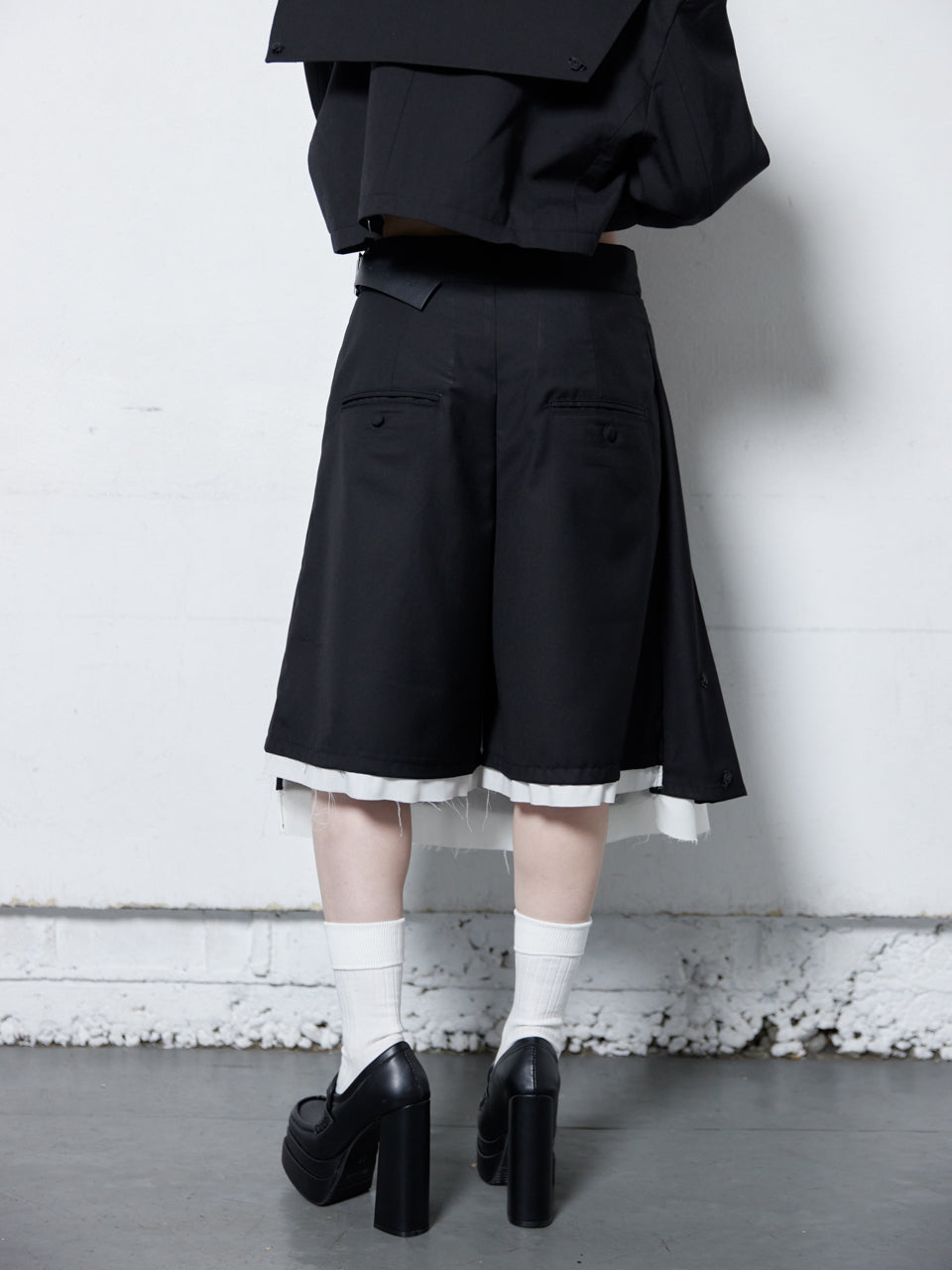 Rose Pleats Skirt Pants(Black)