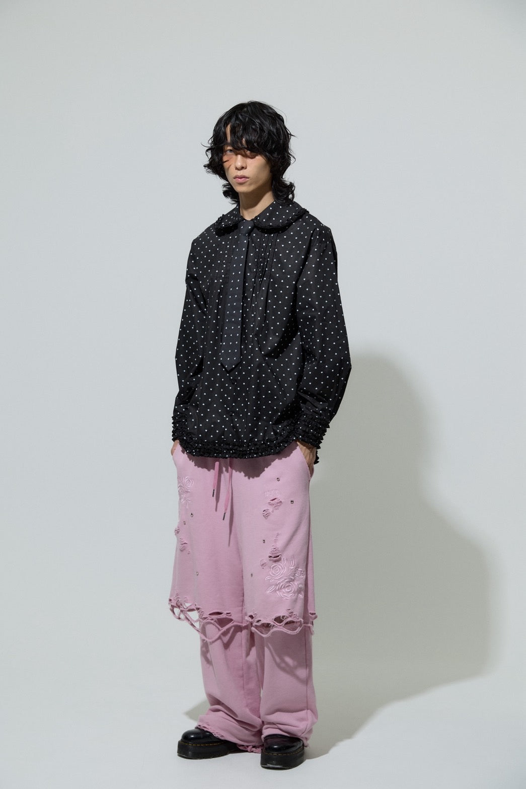 Love Dot Frill Shirt(Black)