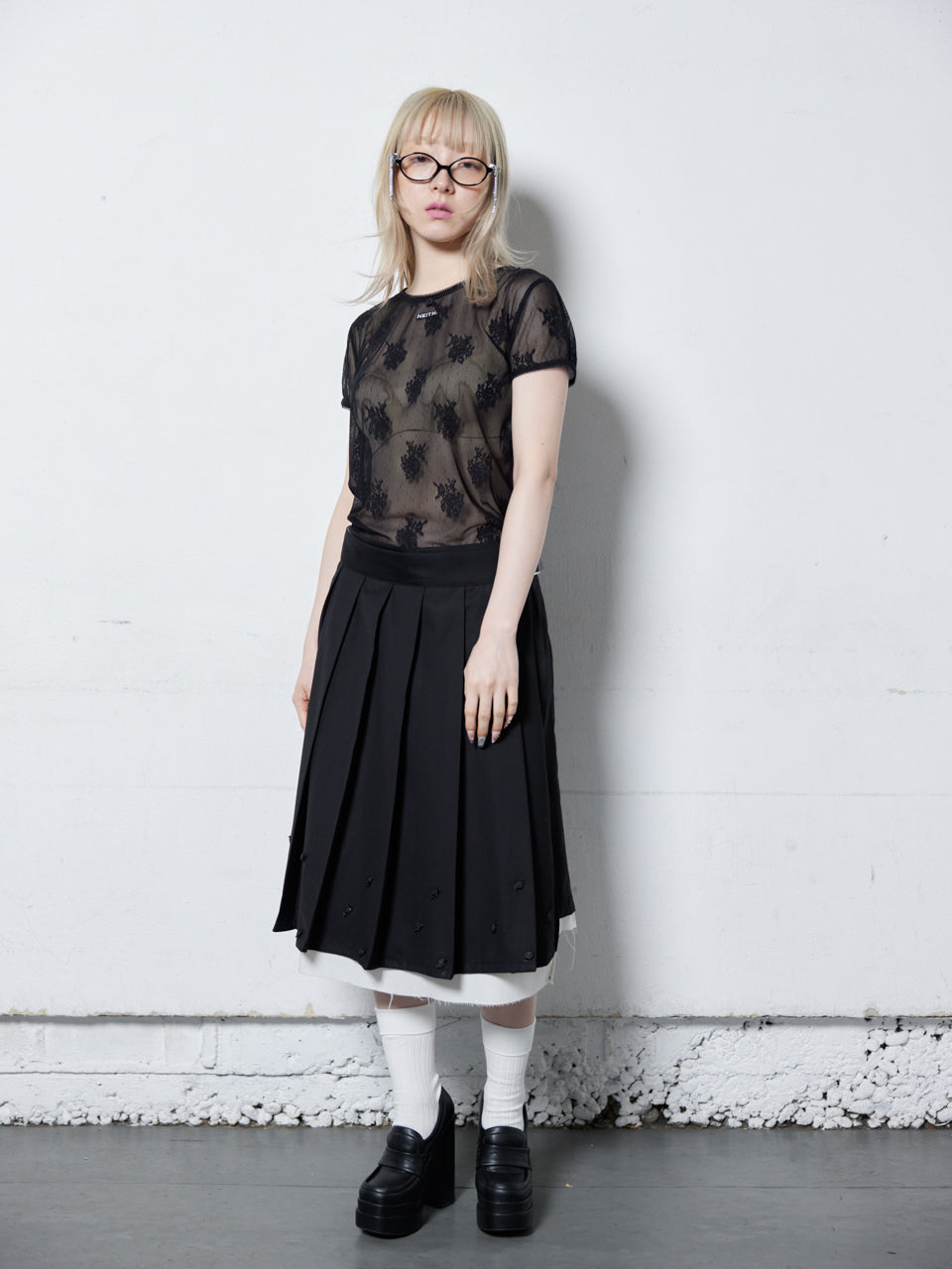Rose Pleats Skirt Pants(Black)