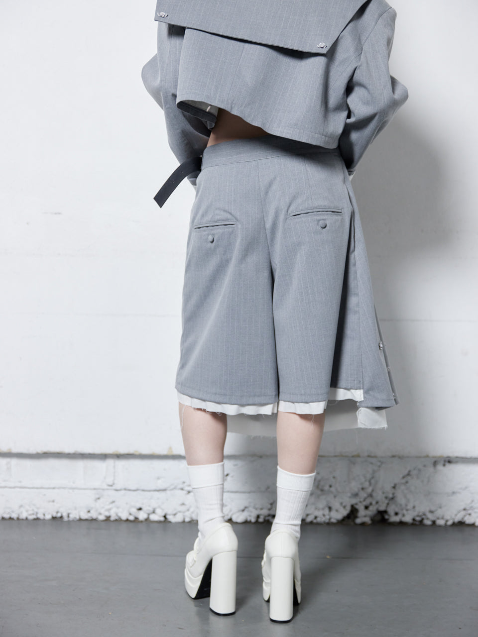 【Last2】Rose Pleats Skirt Pants(Gray)