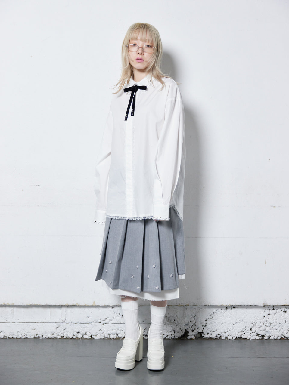 Rose Studs Shirts(White)【4月中旬発送】