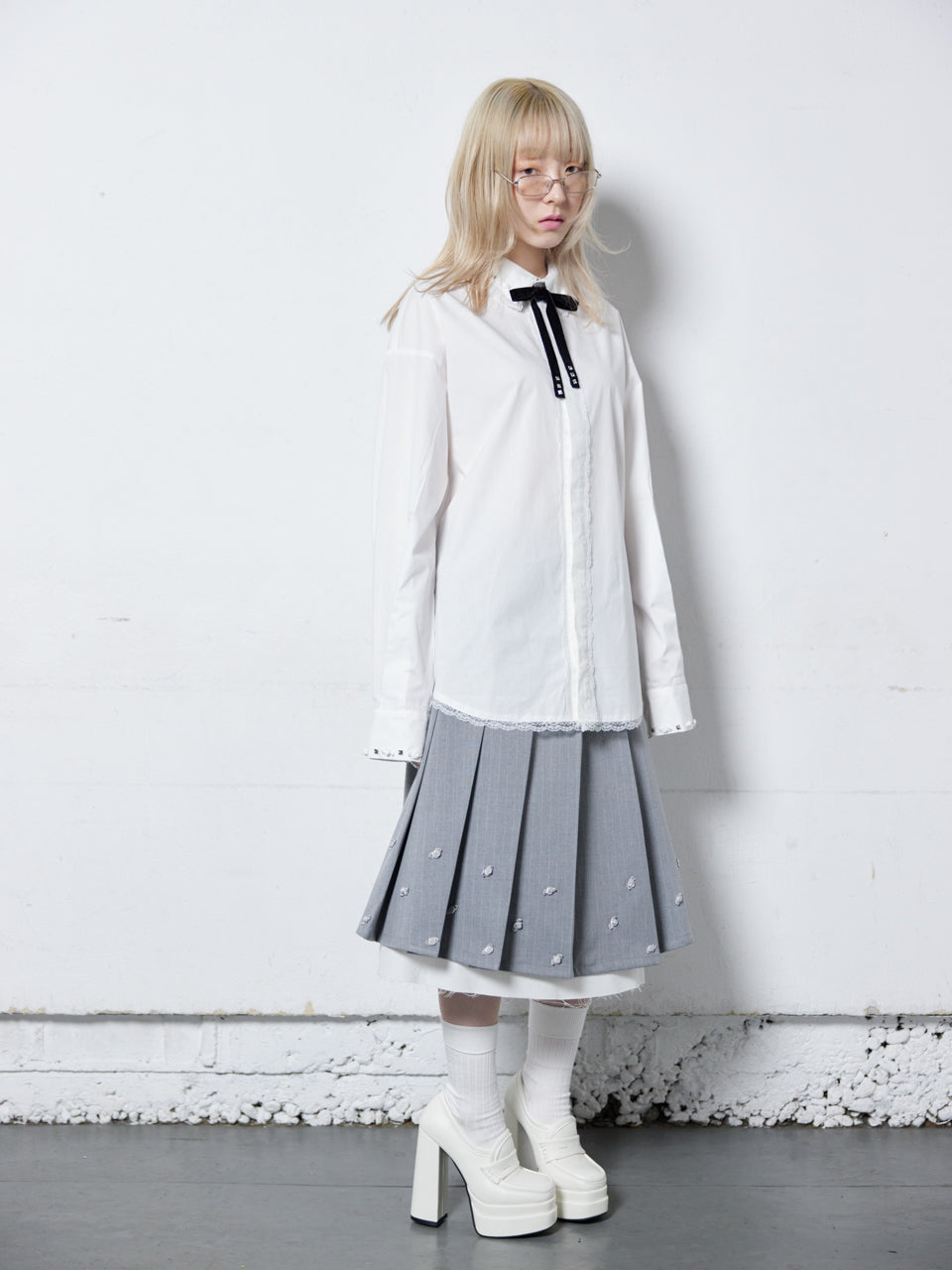 Rose Studs Shirts(White)【4月中旬発送】