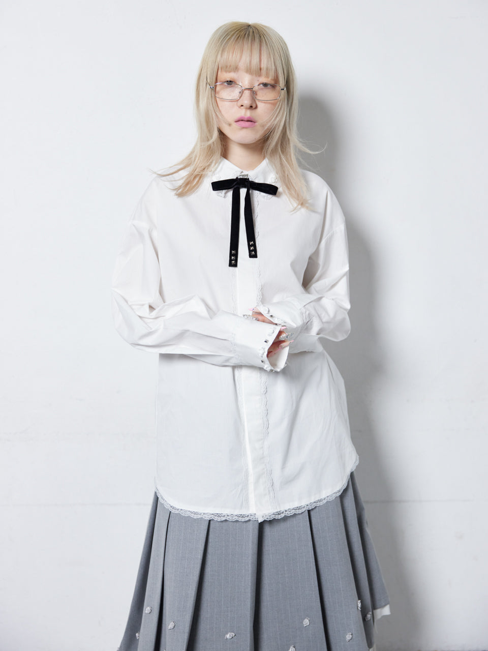 Rose Studs Shirts(White)【4月中旬発送】
