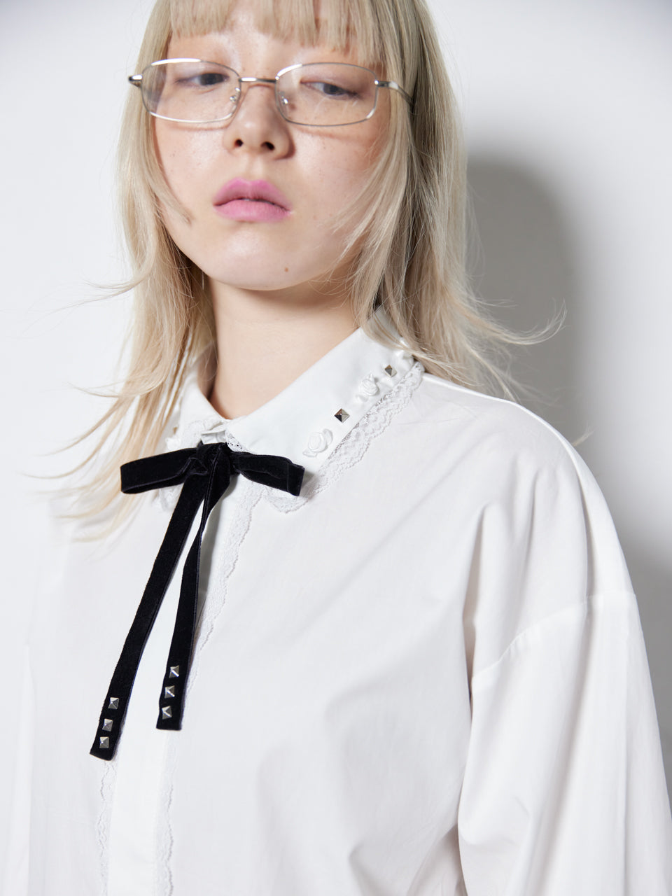 Rose Studs Shirts(White)【4月中旬発送】