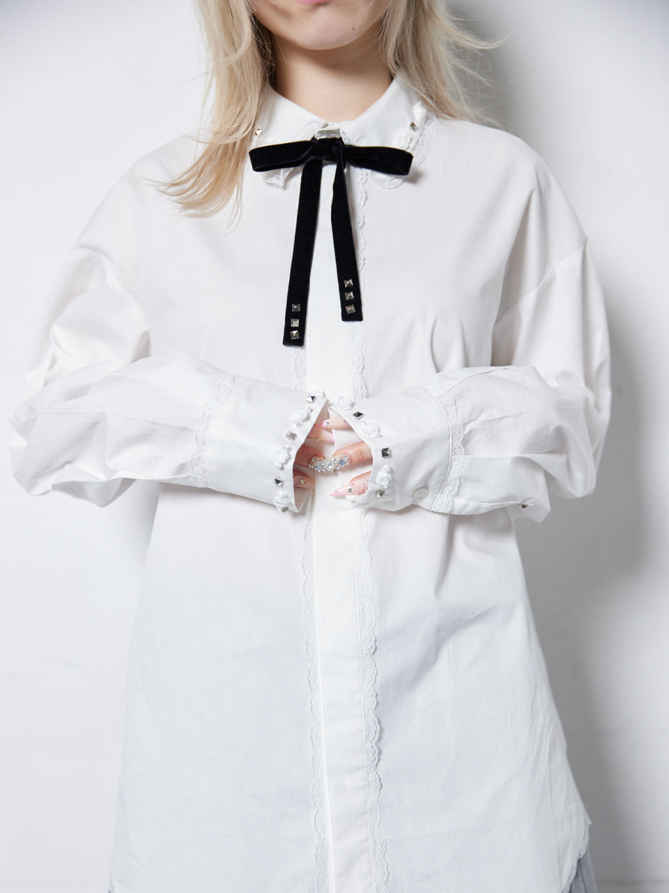 Rose Studs Shirts(White)【4月中旬発送】