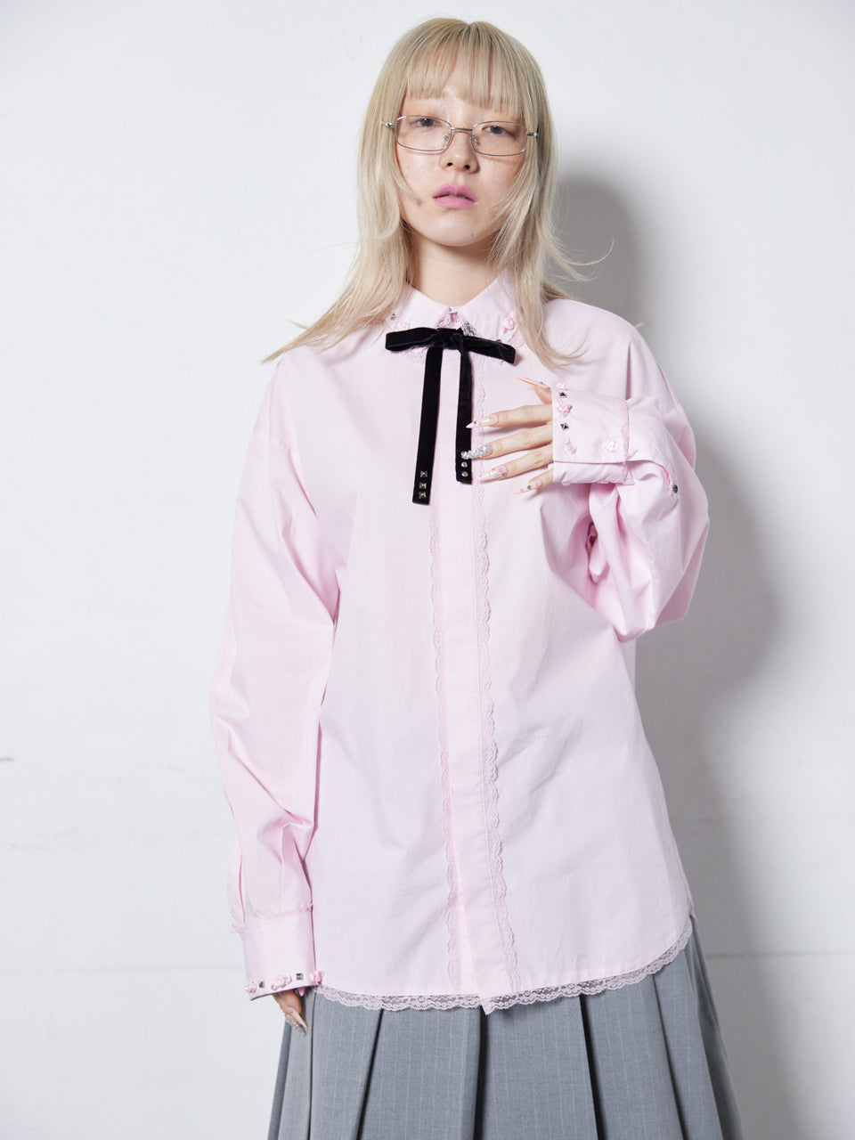 Rose Studs Shirts(Pink)