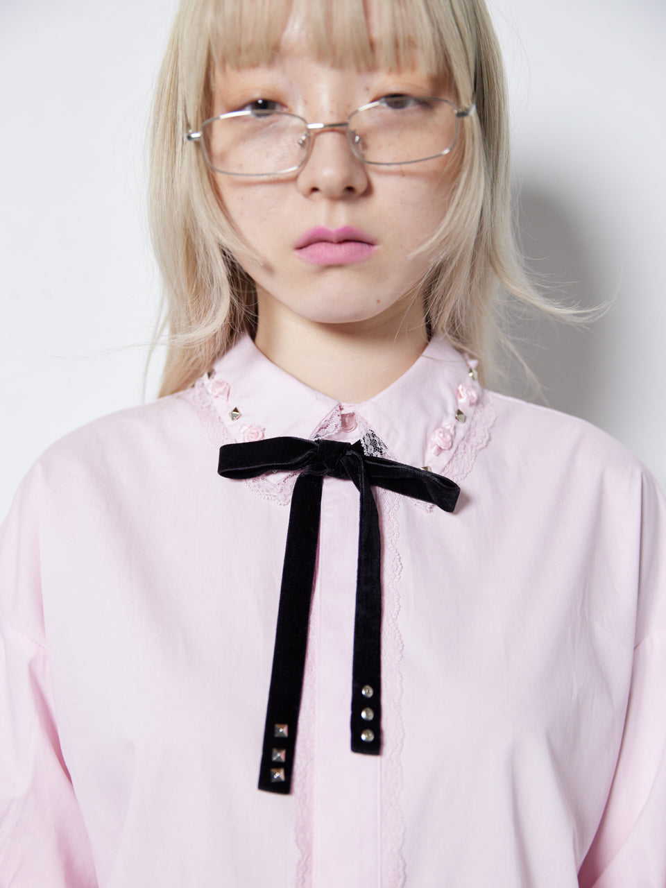 Rose Studs Shirts(Pink)