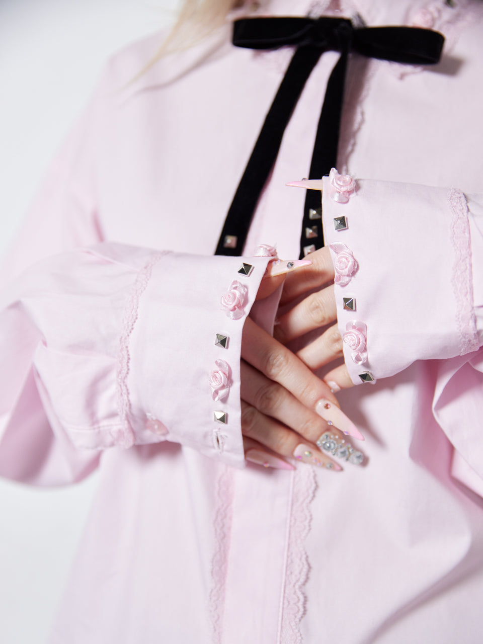 Rose Studs Shirts(Pink)