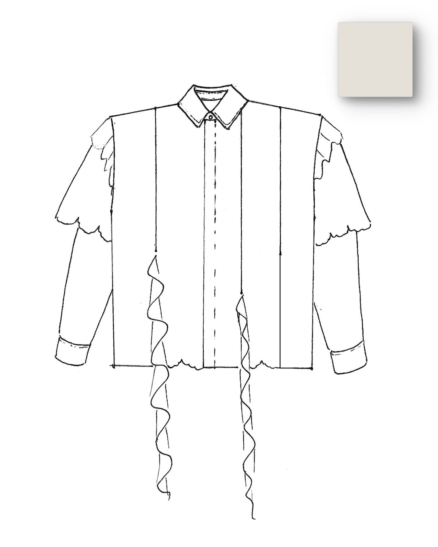 【9月上旬】Flocky Lace Ruffle Shirts (Ivory)