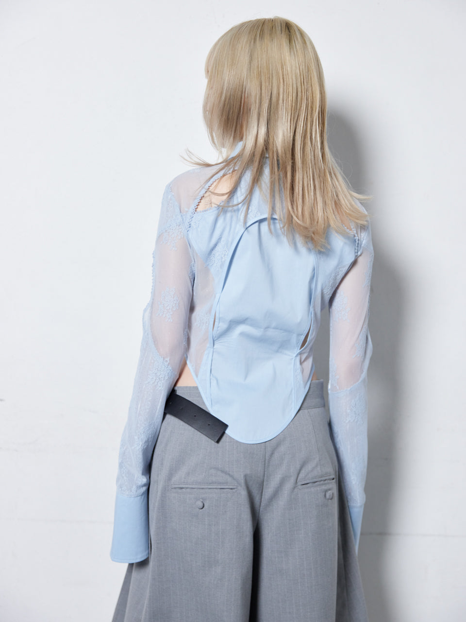 Lace Tied Shirts(Blue)