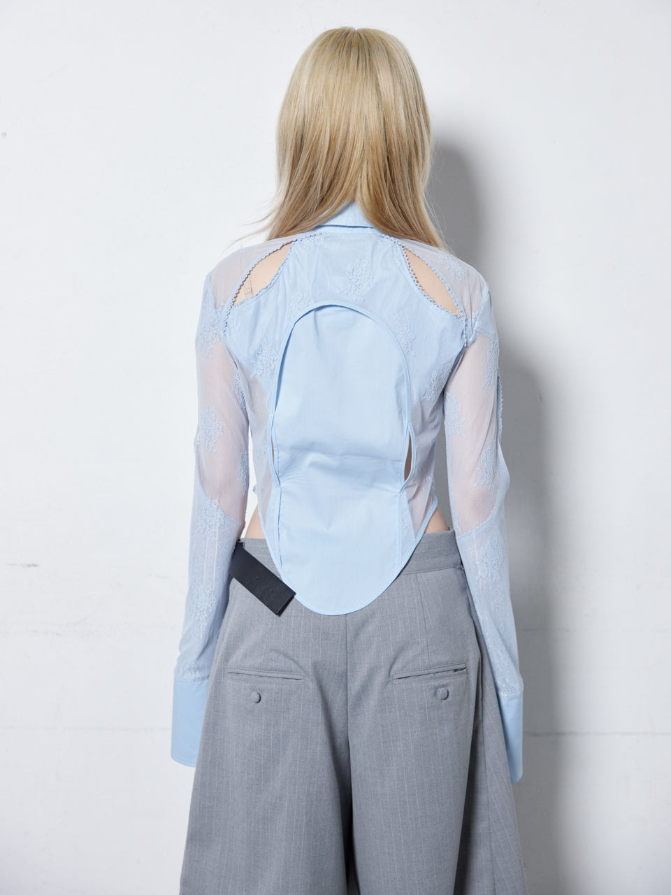 Lace Tied Shirts(Blue)