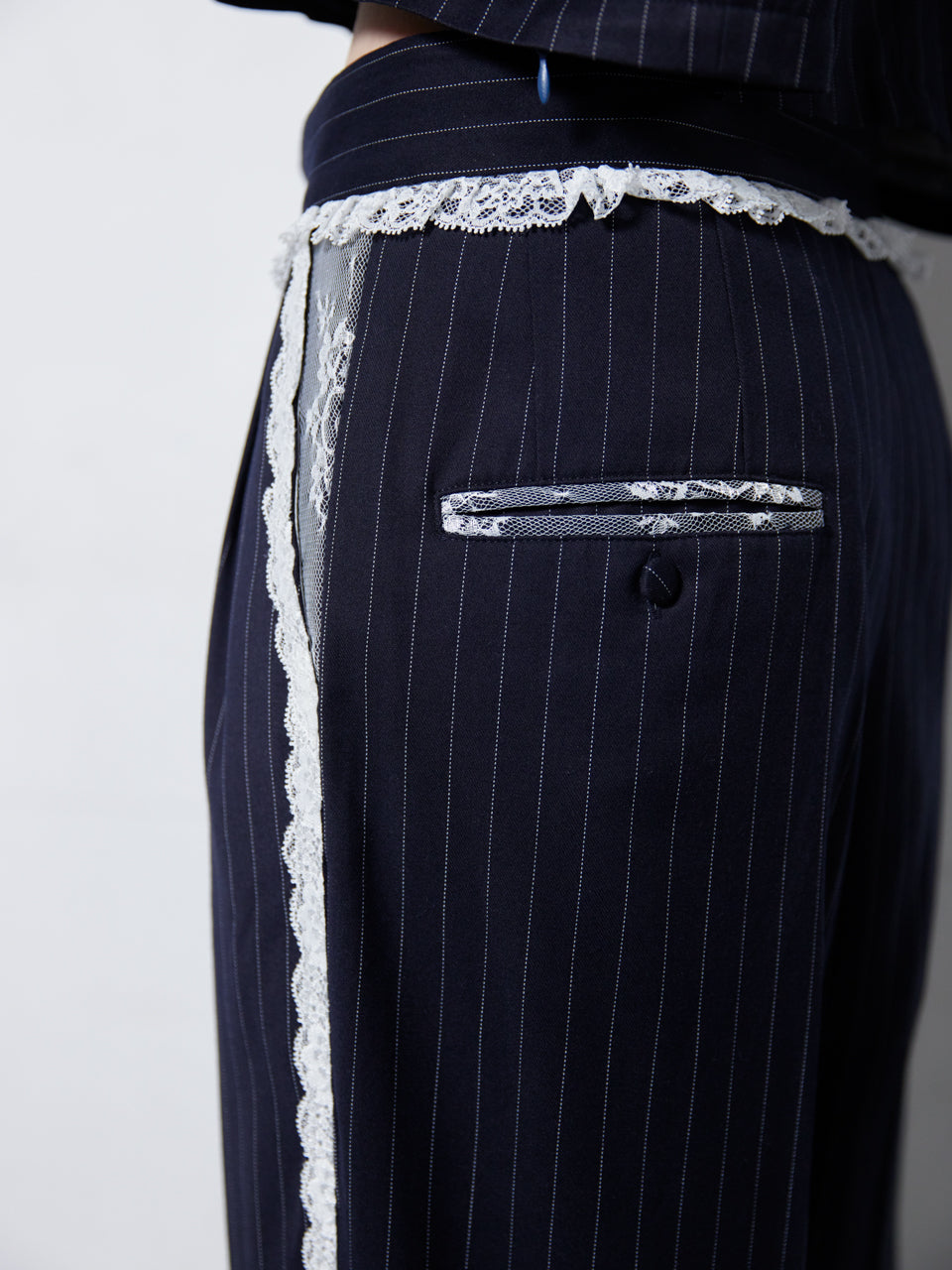 Stripe Lace Trousers(Navy)