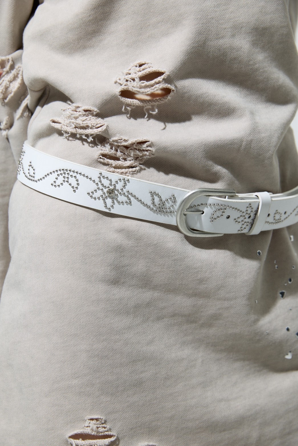 Flower Studs Belt(White)