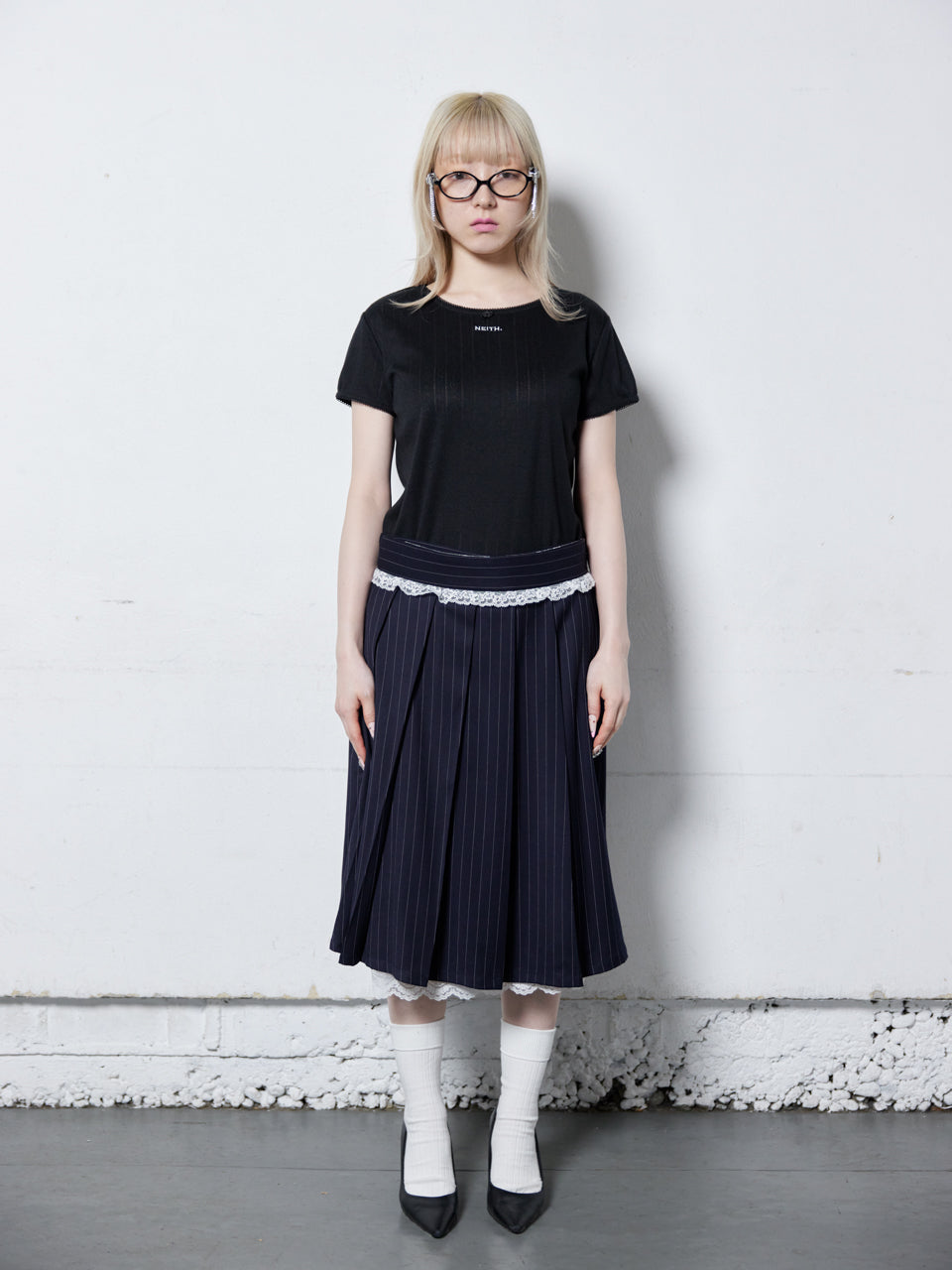 Eyeletknit T-shirts(Black)