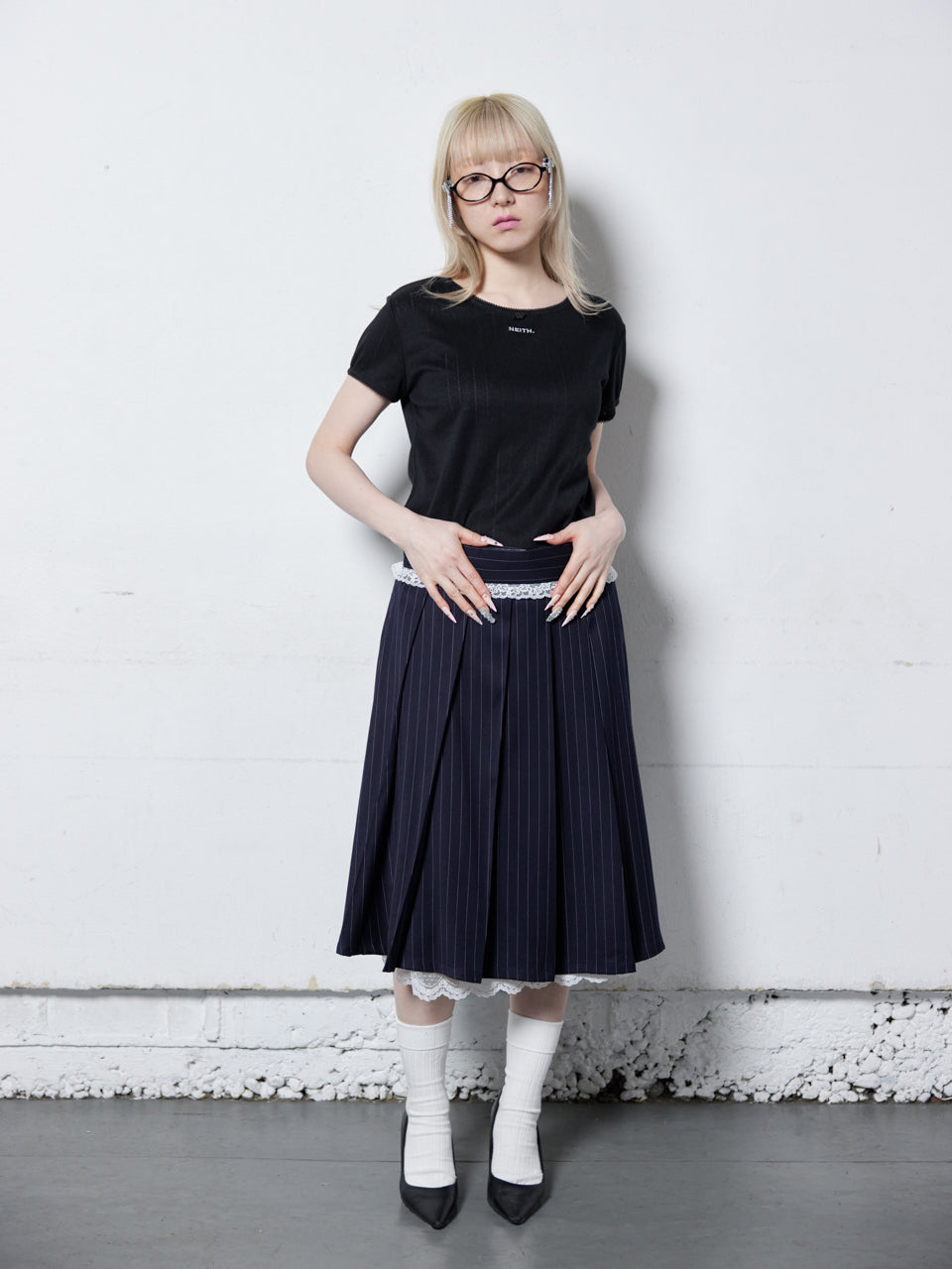 Eyeletknit T-shirts(Black)