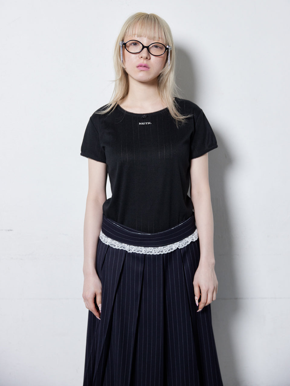 Eyeletknit T-shirts(Black)
