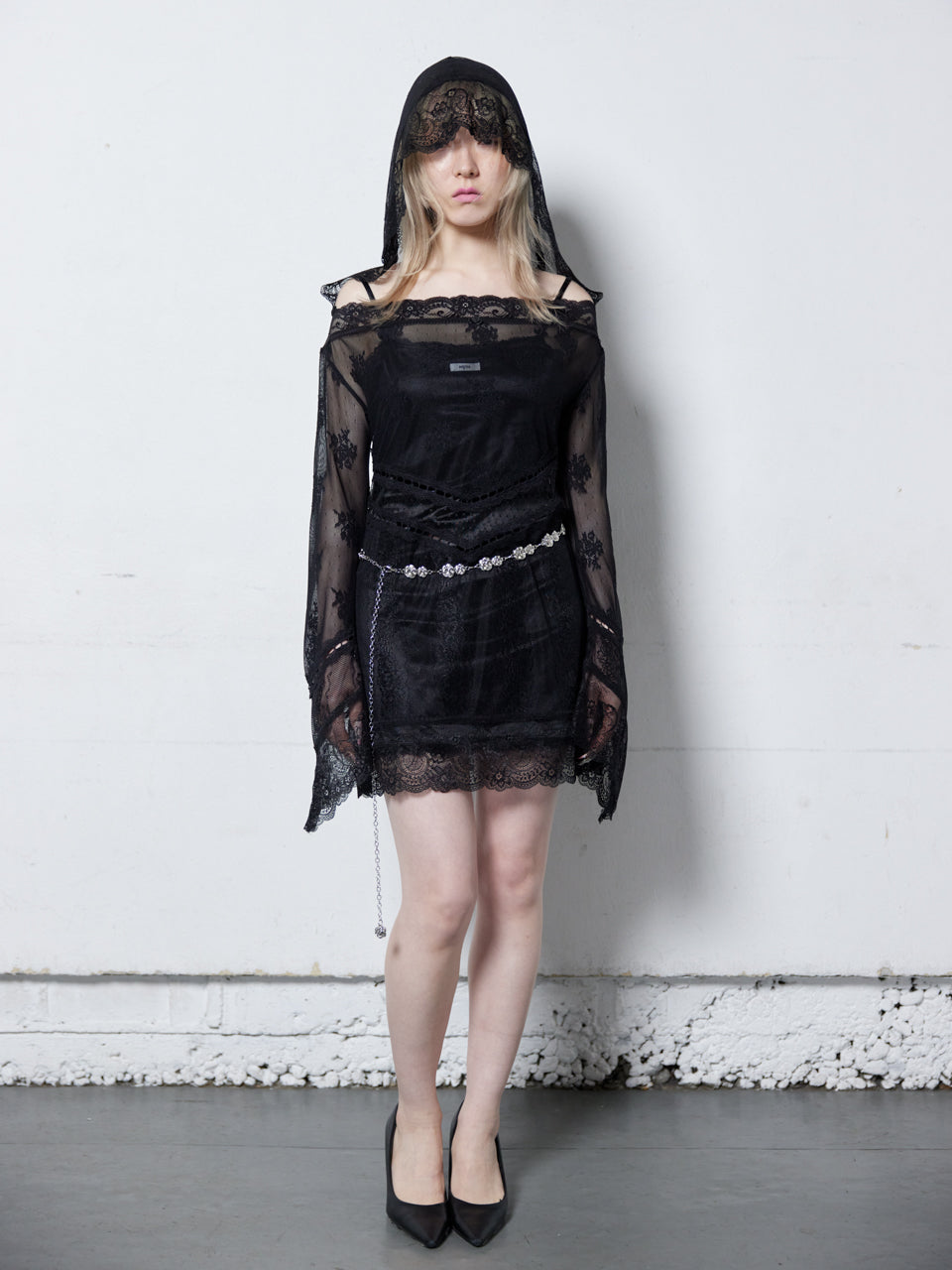 Veil Off-shoulder Dress(Black)【5月中旬発送】