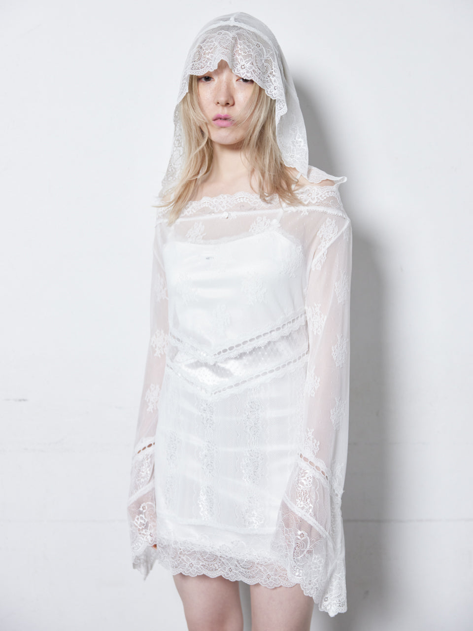 【Back in stock】Veil Off-shoulder Dress(White)