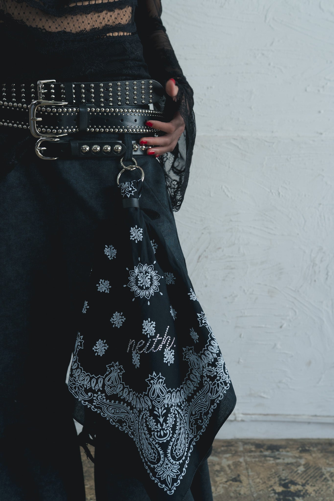 5 Studs Leather Belt