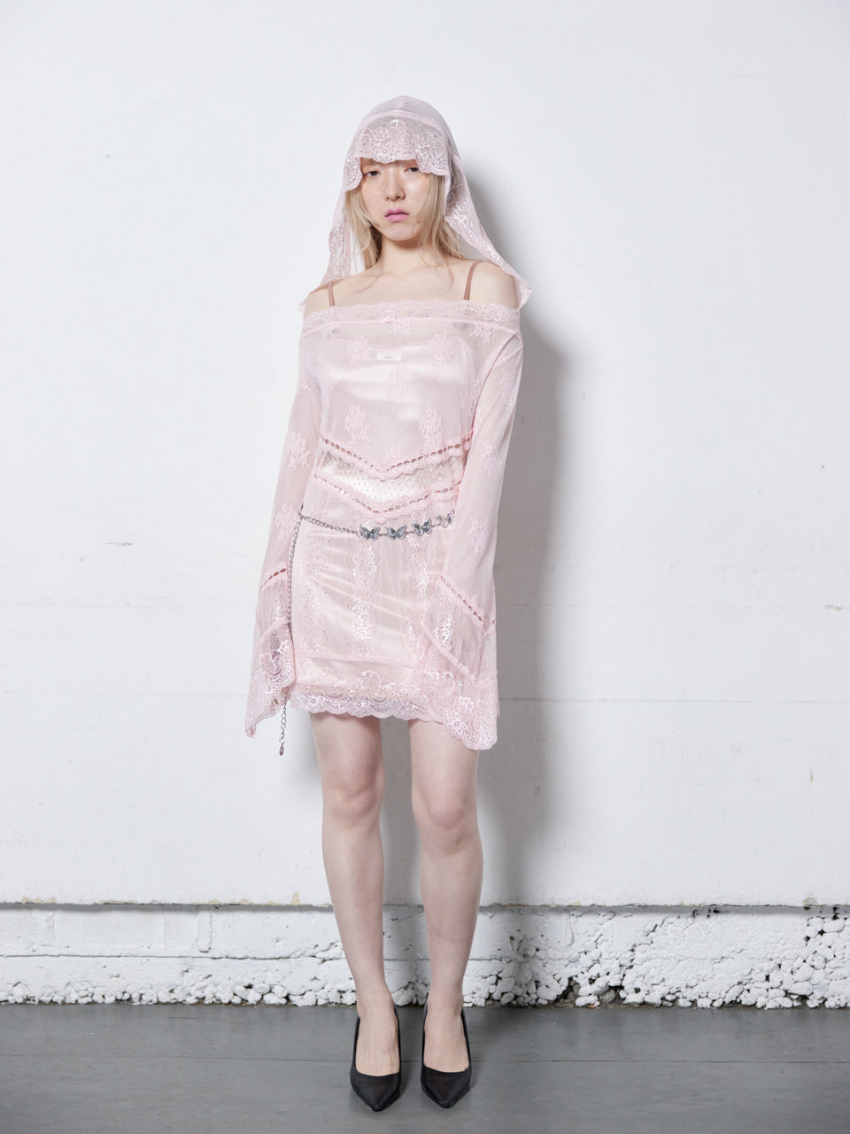 Veil Off-shoulder Dress(Pink)