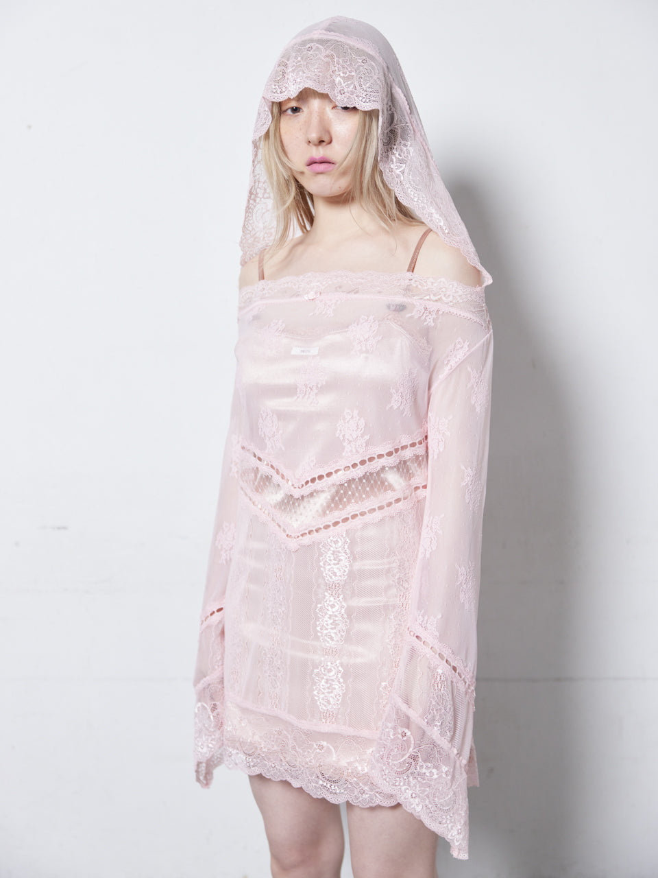 Veil Off-shoulder Dress(Pink)