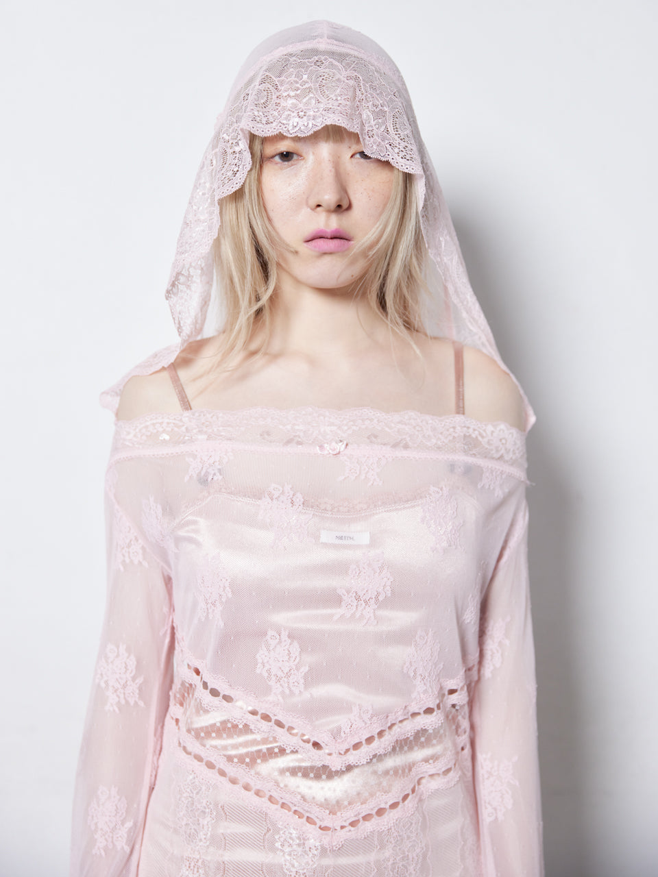 Veil Off-shoulder Dress(Pink)