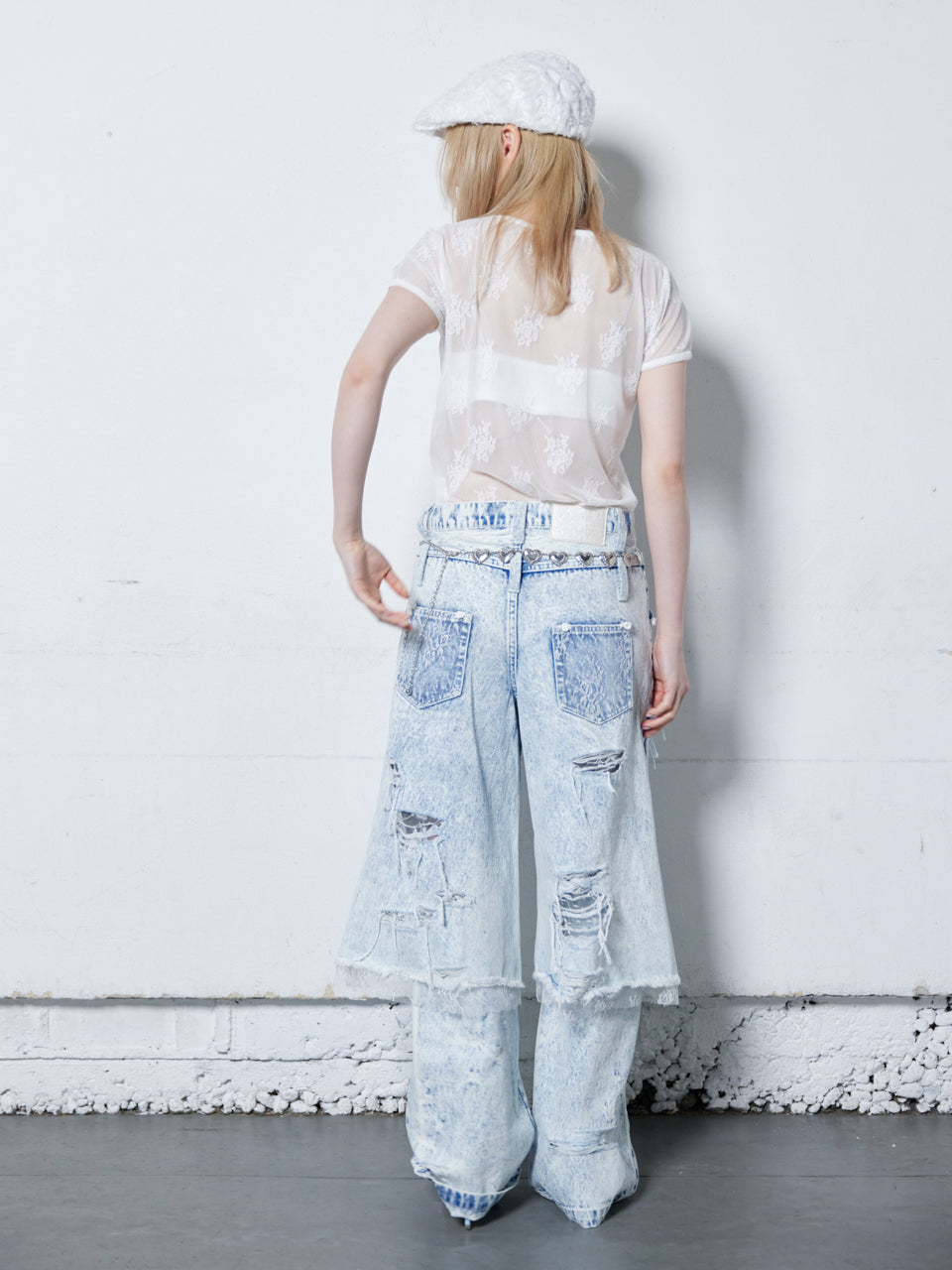 【Last1】Lace Simple T-shirts(White)