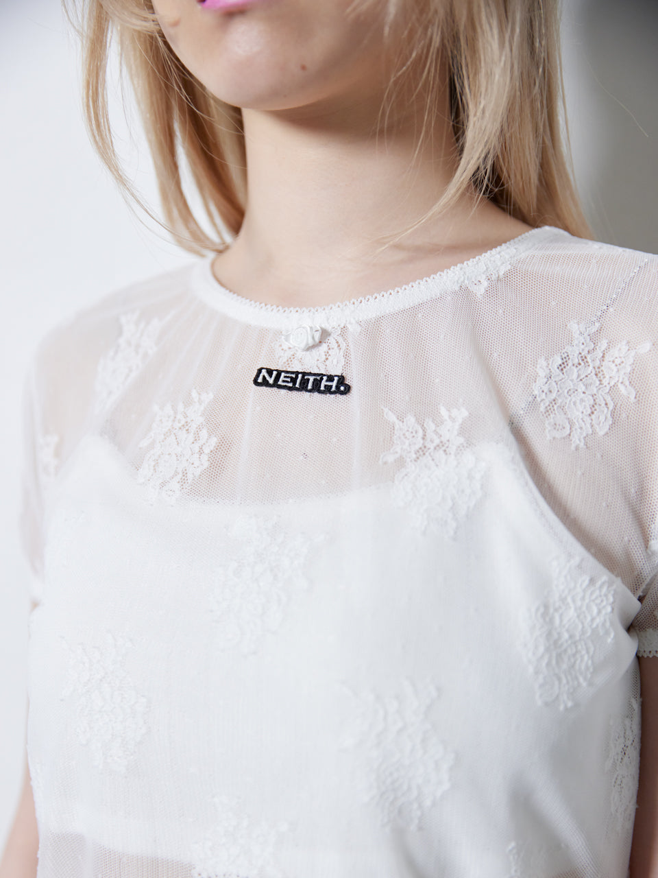 【Last1】Lace Simple T-shirts(White)