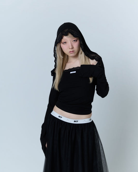 Veil Off-shoulder Top (Black)