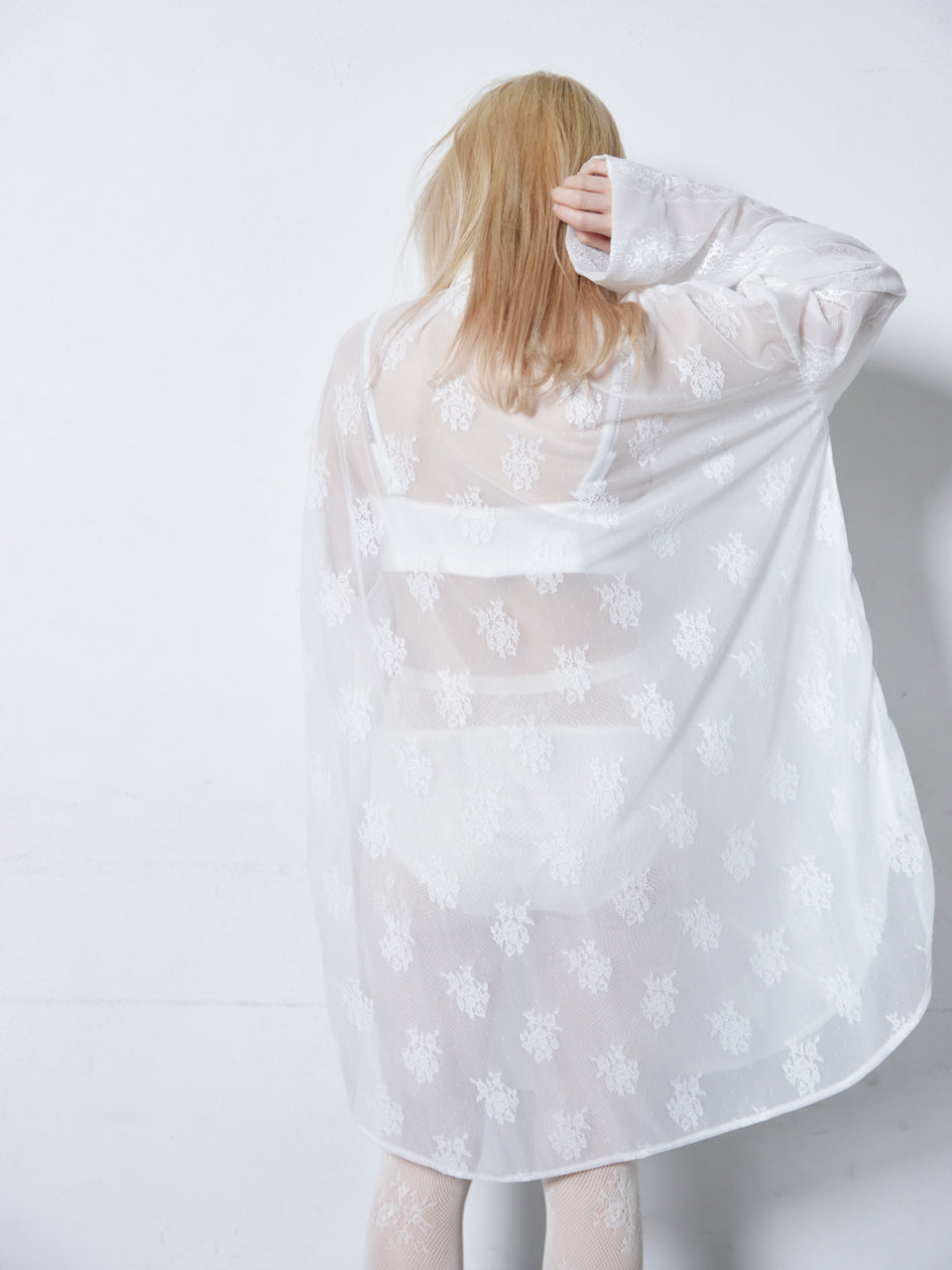 Too Big Ribbon Lace Shirt(White)