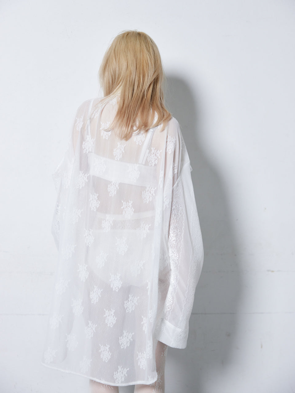 Too Big Ribbon Lace Shirt(White)