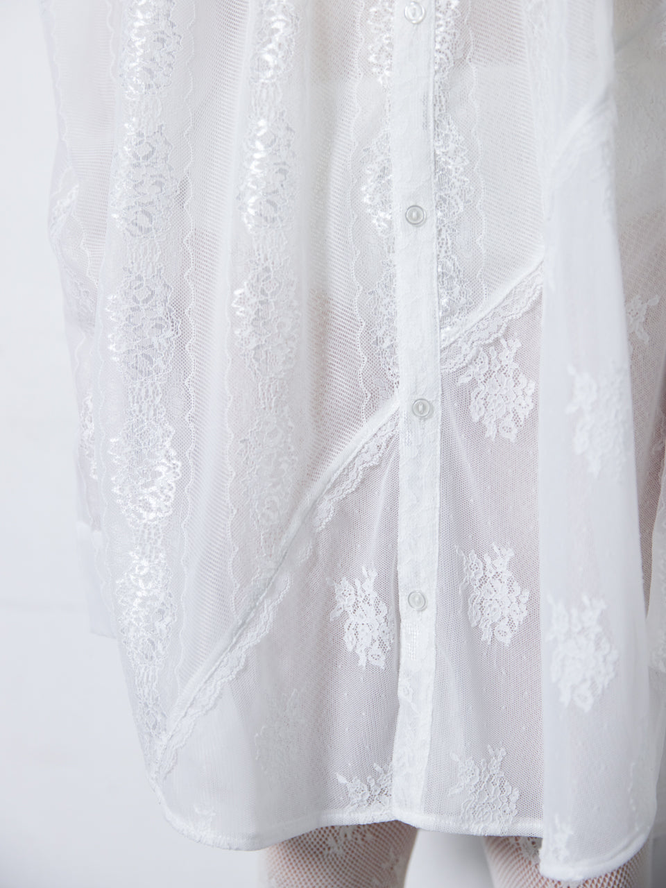 Too Big Ribbon Lace Shirt(White)