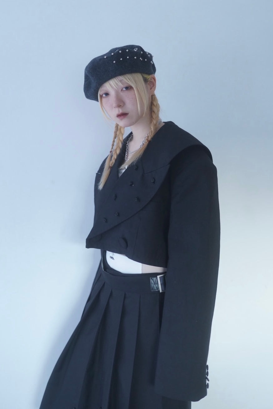 Rose Pleats Skirt Pants(Black)