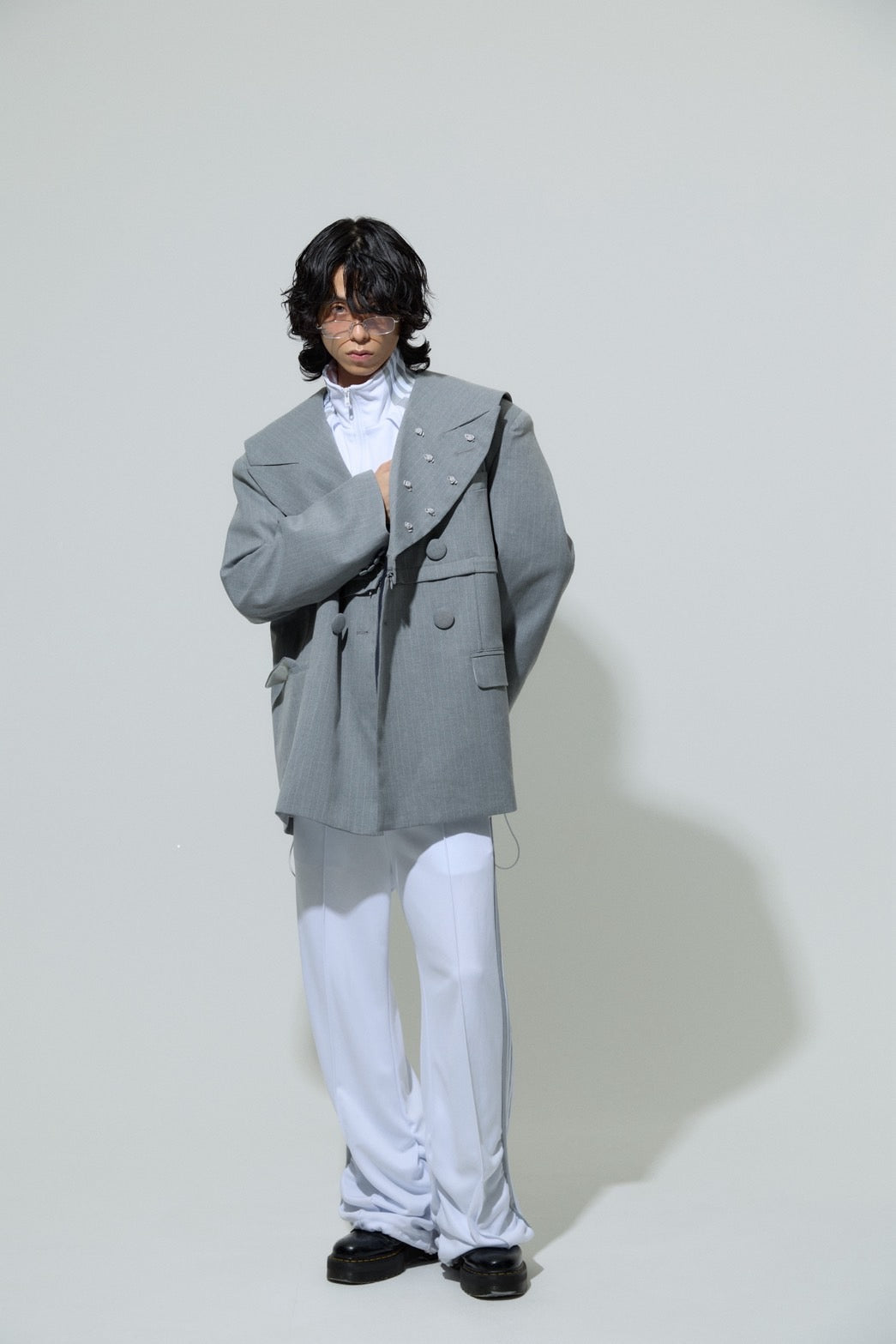 Gathered Track Pants(White)