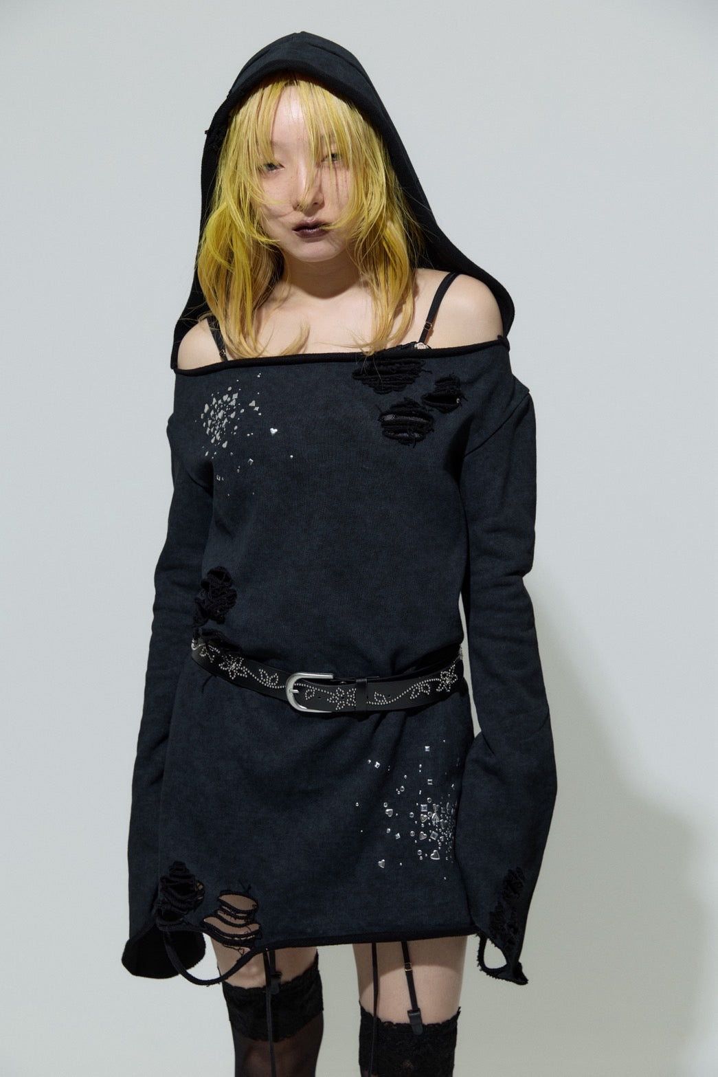 Flower Studs Belt(Black)