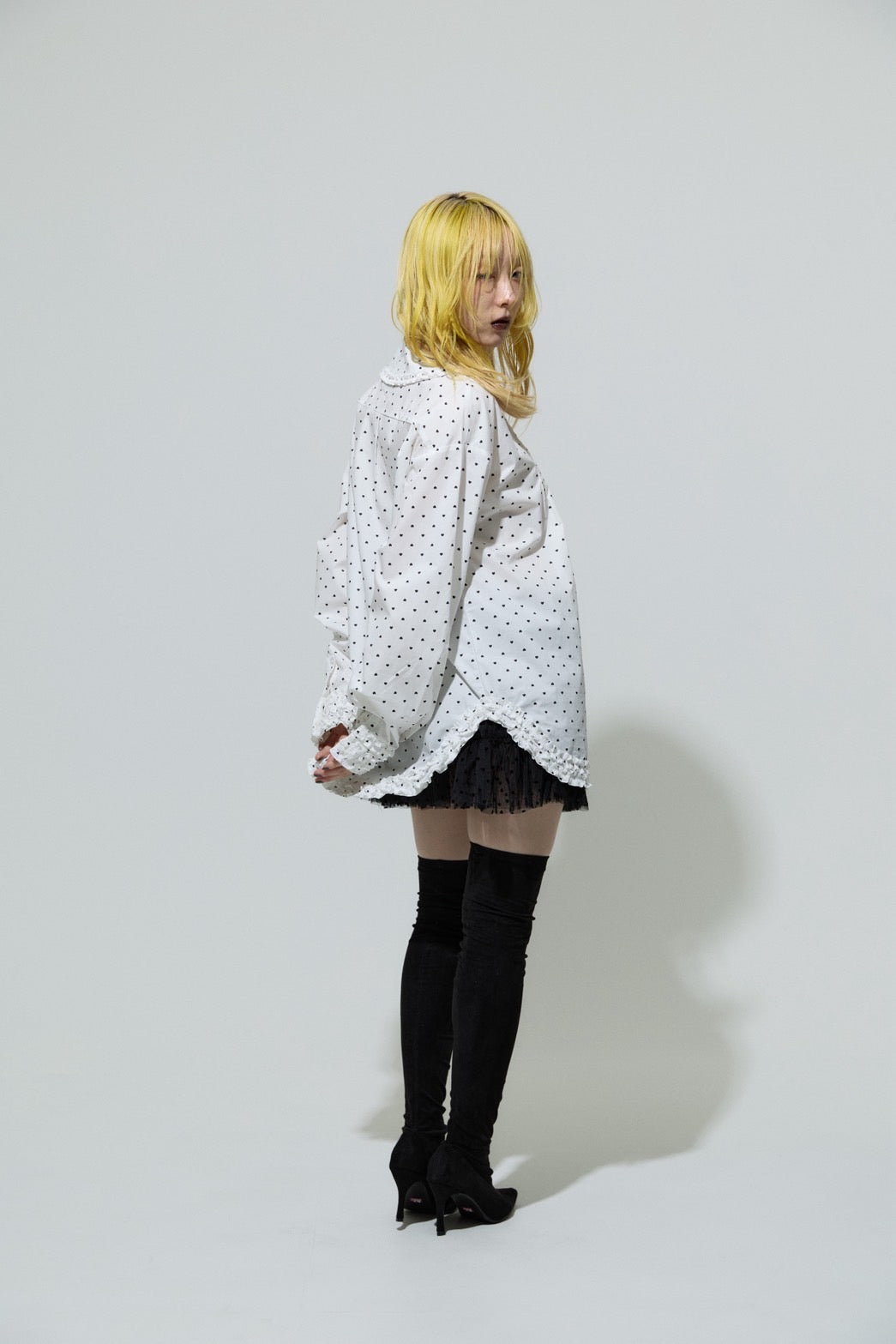 Love Dot Frill Shirt(White)