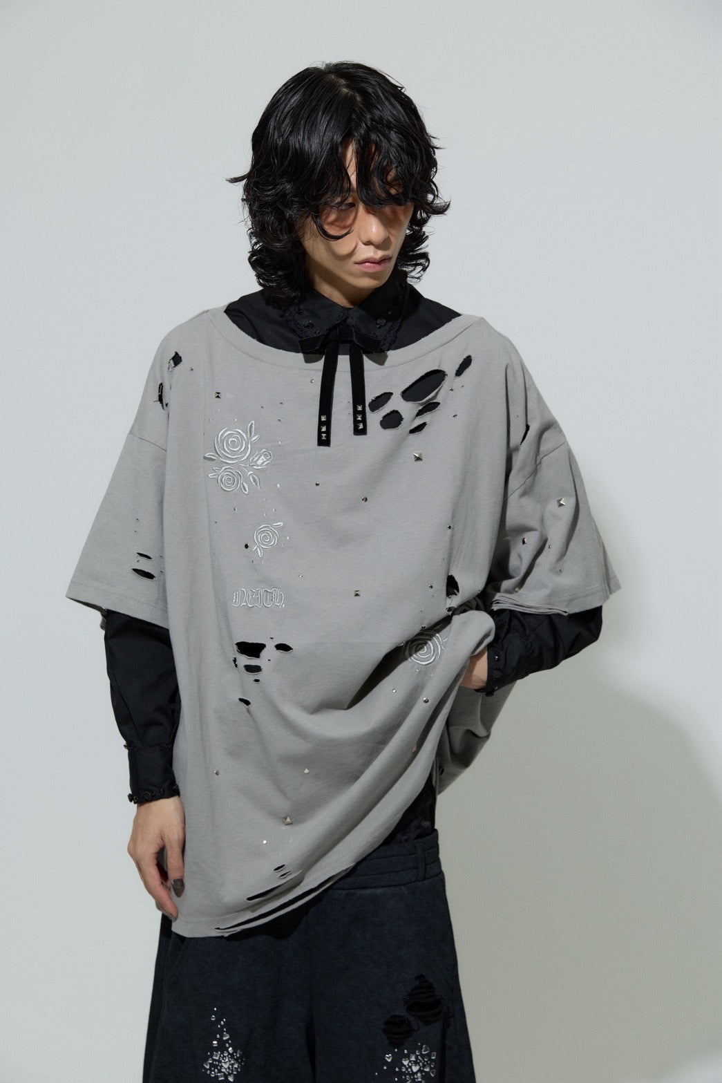Rose Studs Shirts(Black)