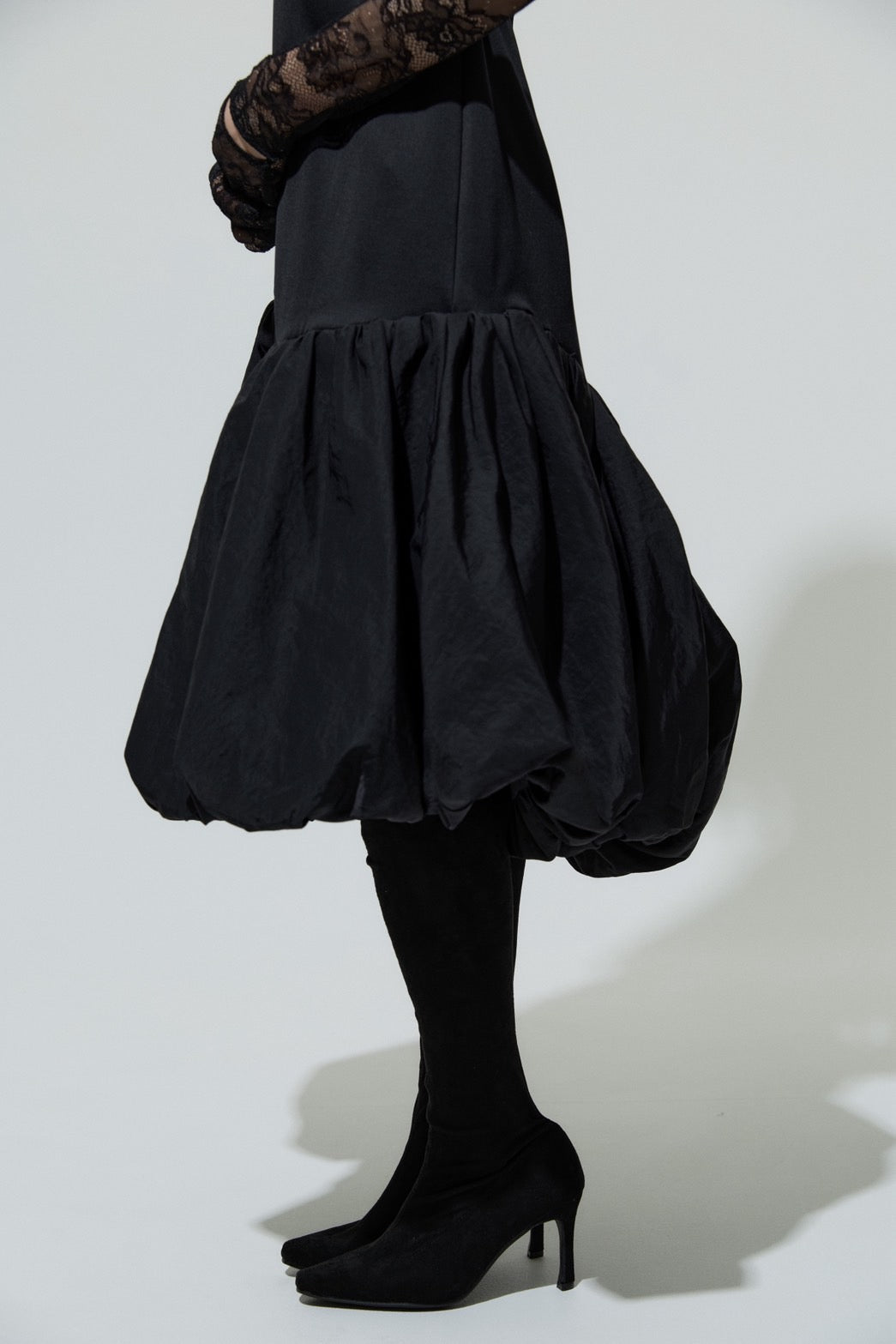 Leather Balloon Dresskirt(Black)